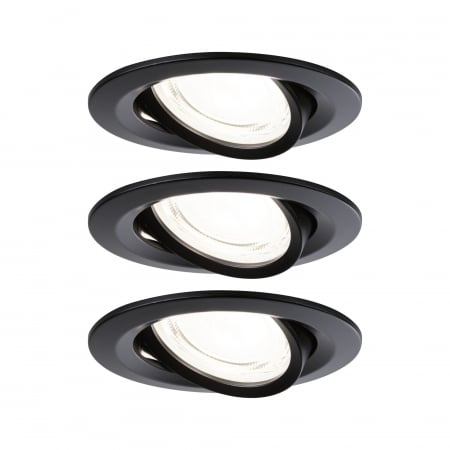 Spoturi incastrabile - Set 3 spoturi încastrabile LED Nova Coin, rotunde, 84mm, 50°, 3x2,8W, 3x505lm, 230V, 4000K, negru mat