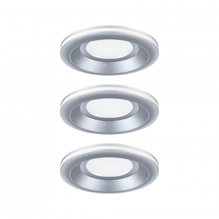 Spoturi incastrabile - Set 3 spoturi încastrabile LED Sormus, IP65, rotunde, 100mm, 3x4,8 / 1,5W, 560lm / 180lm, 230V,  3000K, crom mat