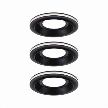 Spoturi incastrabile - Set 3 spoturi încastrabile LED Sormus, IP65, rotunde, 100mm, 3x4,8 / 1,5W, 560lm / 180lm, 230V,  3000K, negru mat