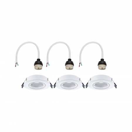 Set 3 spoturi încastrabile, orientabile, rotunde, 90mm, 30°, GU10, max. 3x10W, 230V, albe [4]
