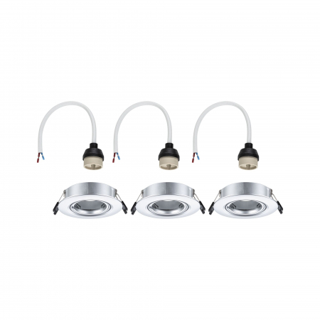 Set 3 spoturi încastrabile, orientabile, rotunde, 90mm, 30°, GU10, max. 3x10W, 230V, crom mat [4]