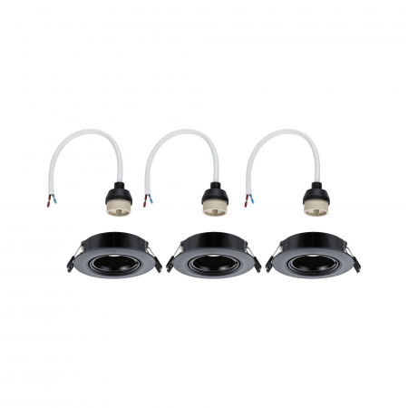 Set 3 spoturi încastrabile, orientabile, rotunde, 90mm, 30°, GU10, max. 3x10W, 230V, negru mat [4]