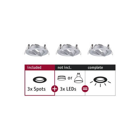 Spoturi incastrabile - Set 3 spoturi încastrabile Choose max 3x10W 230V 51mm aluminiu periat, orientabile