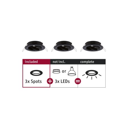 Spoturi incastrabile - Set 3 spoturi încastrabile Choose max 3x10W 230V 51mm negru mat, orientabile