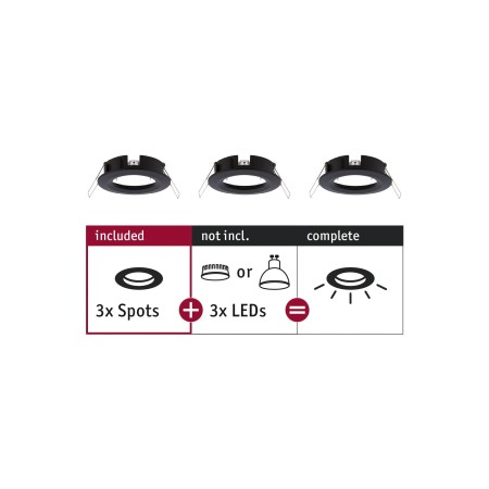 Spoturi incastrabile - Set 3 spoturi încastrabile Choose max 3x10W 230V 51mm negru mat, fixe