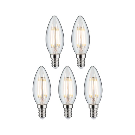 Seturi de becuri - Set 5 becuri lumânare cu filament, 230V, E14, 5x470lm, 5x4,8W, 2700K, clare