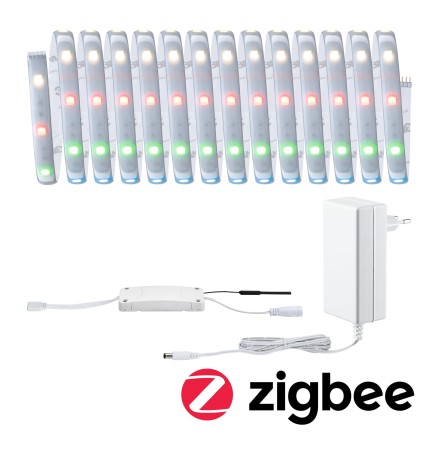 Set complet - Set bandă Paulmann MaxLED 250, Smart Home Zigbee, RGBW, 5m, IP44, 22W, 1000lm, 30LEDs/m, RGBW, 36VA