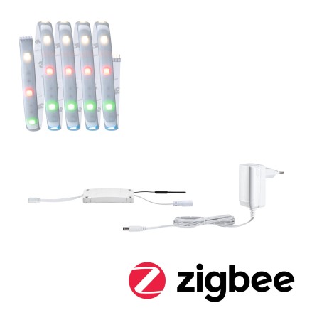 Set complet - Set bandă Paulmann MaxLED 250, Smart Home Zigbee, RGBW, 1,5m, IP44, 9W, 300lm, 30LEDs/m, RGBW, 24VA