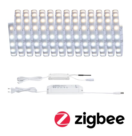 Set complet - Set bandă Paulmann MaxLED 500, Smart Home Zigbee, 5m, IP44, 26W, 2750lm, 60LEDs/m, 50VA, temperatură de culoare variabilă