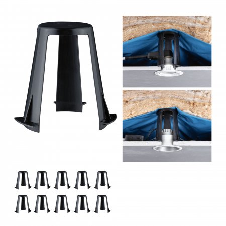 Set de 10 distanțieri pentru spoturi încastrabile, 62-90mm, negru, plastic [2]