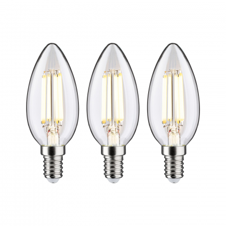 Impachetare simplă - Set de 3 becuri lumănare Eco-Line 230 V cu filament LED, E14, 98mm, 525lm, 2,5W, 3000K, clar