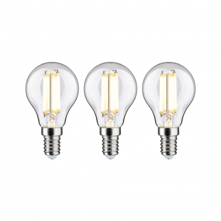 Impachetare simplă - Set de 3 becuri sferice Eco-Line 230 V cu filament LED, E14, 82mm, 525lm, 2,5W, 3000K, clar