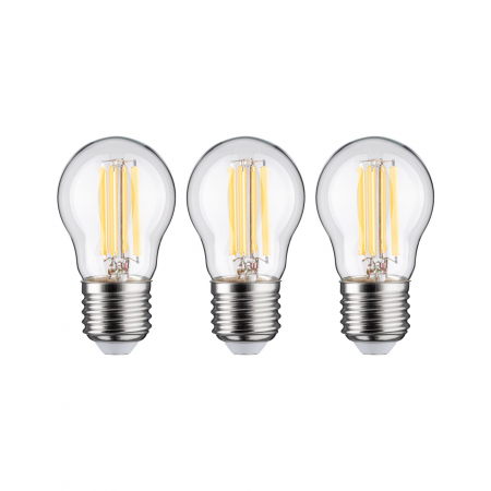Seturi de becuri - Set de 3 becuri sferice Eco-Line, 230V, cu filament LED, 80 mm, 525lm, 2,5W, 3000K, clar