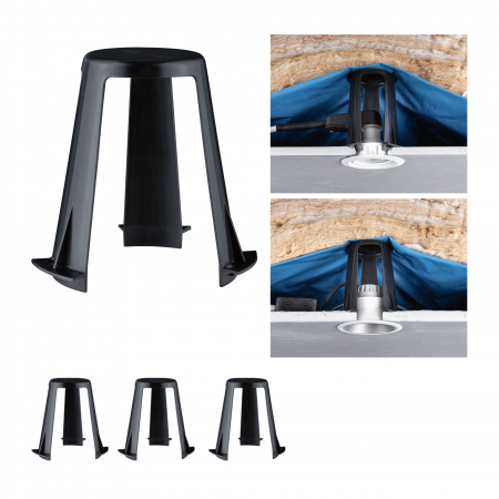 Set de 3 distanțieri pentru spoturi încastrabile, 62-90mm, negru, plastic [2]