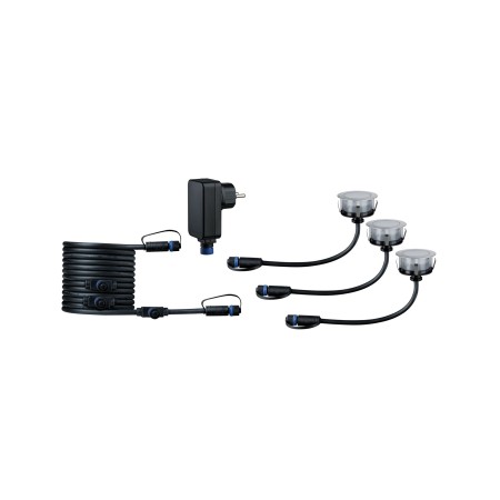 Spoturi de pardoseală - Set de 3 spoturi de pardoseală Plug & Shine LED, Smart Home Zigbee, RGBW, IP67, RGBW, 3x2W, 21VA, inox