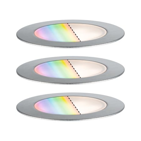 Set de 3 spoturi de pardoseală Plug & Shine LED, Smart Home Zigbee, RGBW, IP67, RGBW, 3x2W, 21VA, inox [1]