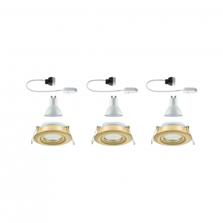 Set de 3 spoturi încastrabile LED Nova Plus, IP65, rotunde, 93mm, 30°, GU10, 3x6W, 3x460lm, 230V, 2700K, auriu mat, flux luminos variabil [2]
