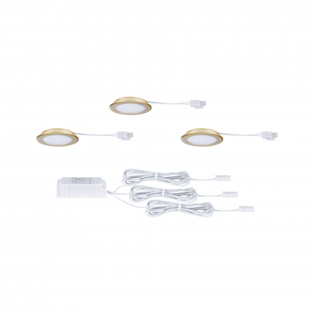 Set de 3 spoturi LED încastrabile pentru mobilier, 3x2,5W, 3x180lm, 230/12V, 3000K, auriu mat [3]