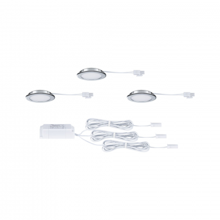 Set de 3 spoturi LED încastrabile pentru mobilier, 3x2,5W, 3x180lm, 230/12V, 3000K, crom [3]