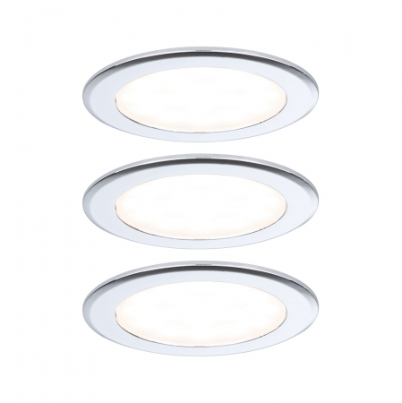 Spoturi pentru mobilier - Set de 3 spoturi LED încastrabile pentru mobilier, 3x2,5W, 3x180lm, 230/12V, 3000K, crom