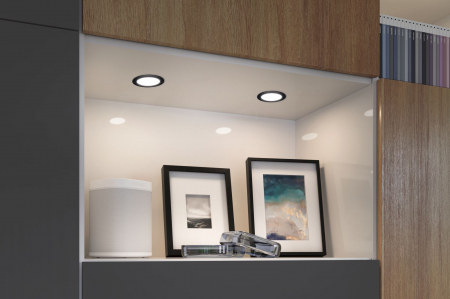 Set de 3 spoturi LED încastrabile pentru mobilier, 3x2,5W, 3x180lm, 230/12V, 3000K, negru mat [4]