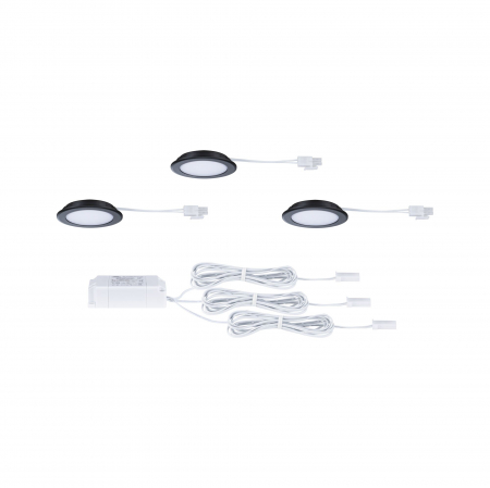Set de 3 spoturi LED încastrabile pentru mobilier, 3x2,5W, 3x180lm, 230/12V, 3000K, negru mat [3]