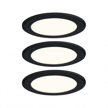 Spoturi pentru mobilier - Set de 3 spoturi LED încastrabile pentru mobilier, 3x2,5W, 3x180lm, 230/12V, 3000K, negru mat