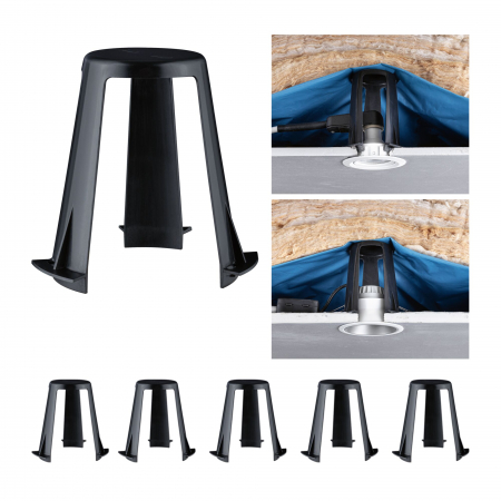 Set de 5 distanțieri pentru spoturi încastrabile, 62-90mm, negru, plastic [2]