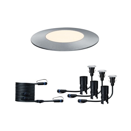 Spoturi de pardoseală - Set extensie spoturi Mini  de pardoseală P&S  IP65 3000K 3x2,5W 24V 55mm, argintiu