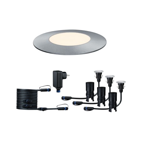 Spoturi de pardoseală - Set spoturi bază de pardoseală, Mini, P&S IP65 3000K 3x2,5W 24V 55mm, argintiu