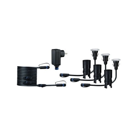 Set spoturi bază de pardoseală, Mini, P&S IP65 3000K 3x2,5W 24V 55mm, argintiu [1]