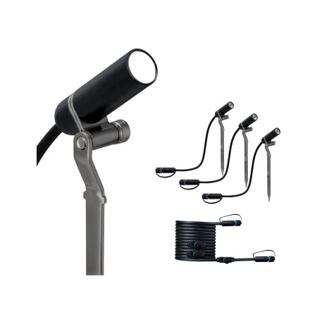 Iluminat exterior - Set spoturi extensie Plantini P&S 3000K 3x2,5W 24V 40°, antracit, aluminiu