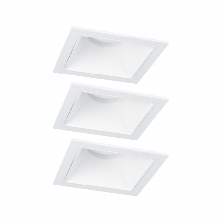 Set spoturi incastrabile LED Cole Coin, IP44, patrate, 88x88mm, 3x6W, 3x470lm, 230V, flux luminos variabil in 3 pasi, 2700K, albe [1]
