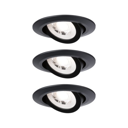 Iluminare generală - Set spoturi încastrabile LED, orientabile, negru, 3x6W 3000K 230V