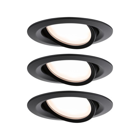 Impachetare multiplă - Set spoturi încastrabile Nova Plus Coin, orientabile, negru, 3x6,5W, cu flux luminos variabil