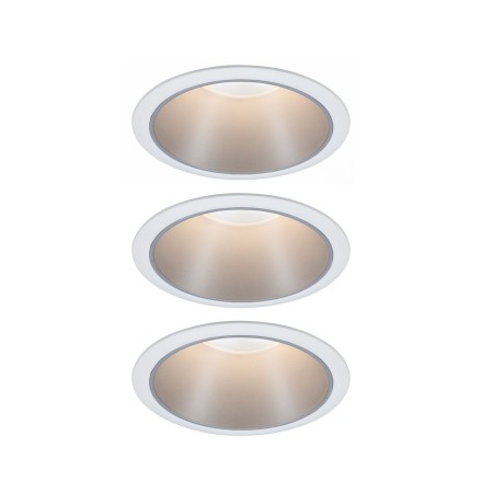 Decorative - Set spoturi încastrabile Cole Coin LED 3x6,5W 2700K 230V alb/argintiu, flux luminos variabil în 3 pași