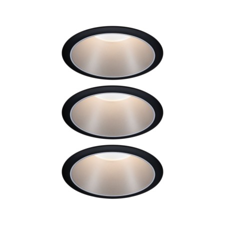 Decorative - Set spoturi încastrabile Cole Coin LED 3x6,5W 2700K 230V negru/argintiu, flux luminos variabil în 3 pași