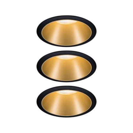 Decorative - Set spoturi încastrabile Cole Coin LED 3x6,5W 2700K 230V negru/auriu mat, flux luminos variabil în 3 pași