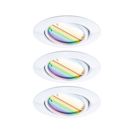 Smart - Set spoturi încastrabile LED Smart Home Zigbee Base Coin, orientabile, rotunde, 3x4,9W, 230V, cu flux luminos variabil, RGBW+, albe