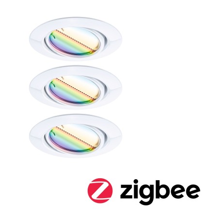 Set spoturi încastrabile LED Smart Home Zigbee Base Coin, orientabile, rotunde, 3x4,9W, 230V, cu flux luminos variabil, RGBW+, albe [4]