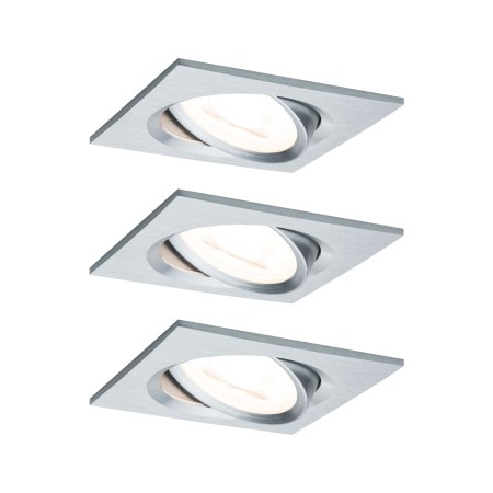 Spoturi incastrabile - Set spoturi încastrabile Nova Coin pătrate, orientabile LED 3x6,5W 2700K 230V aluminiu, flux luminos variabil în 3 pași