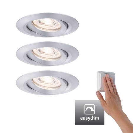 Spoturi incastrabile - Set spoturi încastrabile Nova mini Plus Coin EasyDim orientabile 3x4,2W 2700K 230V aluminiu periat