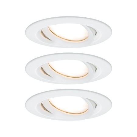 Spoturi incastrabile - Set spoturi încastrabile Nova Plus Coin IP65 rotunde, orientabile LED 3x6,8W 633lm 2700K alb mat, cu flux luminos variabil