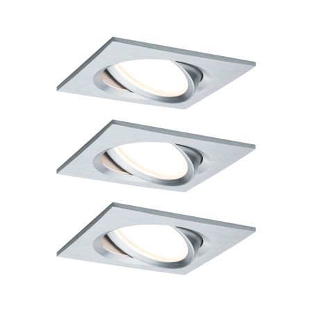 Spoturi incastrabile - Set spoturi încastrabile Nova Plus Coin pătrate, orientabile LED 3x6,8W 633lm 2700K aluminiu, cu flux luminos variabil
