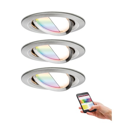 Smart - Set spoturi încastrabile Nova Plus ZigBee Coin RGBW rotunde, orientabile LED 3x2,5W 230V 51mm metal mat