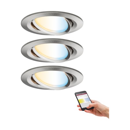Smart - Set spoturi încastrabile Nova Plus ZigBee Coin rotunde, orientabile LED 3x6W 230V 51mm metal mat, cu temperatura de culoare variabilă