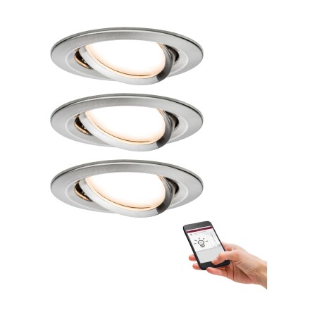 Smart - Set spoturi încastrabile Nova Plus ZigBee Coin rotunde, orientabile LED 3x6W 230V 51mm metal mat, cu flux luminos variabil
