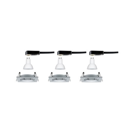 Set spoturi încastrabile Nova pătrate, orientabile LED 3x6,5 W 230V GU10 51mm aluminiu, flux luminos variabil în 3 pași [4]