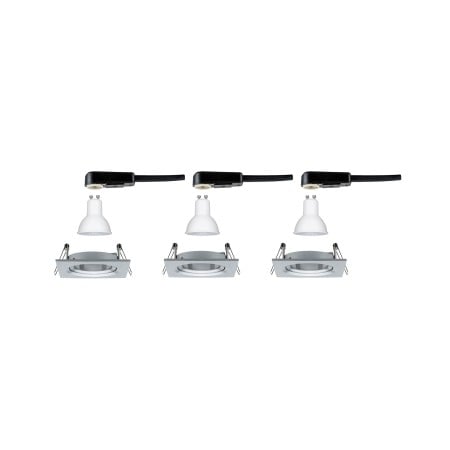 Set spoturi încastrabile Nova pătrate, orientabile, LED 3x6,5W 2700K 230V GU10 51mm aluminiu [4]
