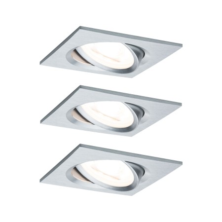 Spoturi incastrabile - Set spoturi încastrabile Nova pătrate, orientabile, LED 3x6,5W 2700K 230V GU10 51mm aluminiu